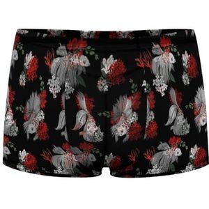 Vissen en bloemen in grafische heren boxerslips sexy shorts mesh boxers ondergoed ademende onderbroek string