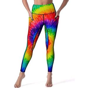 Cool Tie Dye Yogabroek voor dames, hoge taille, buikcontrole, workout, hardlopen, leggings, XL