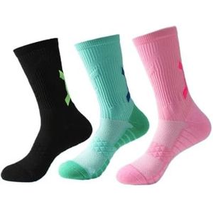 YIJIANUO 1/3 Paar Professionele Heren Basketbal Sokken Met Dikke Handdoek Bodem Ademend Sport Sokken Mannen Lange Badminton Sokken, 3 paar Mix-D, 38-44