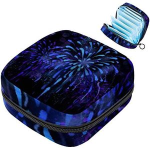Kleine make-uptas,draagbare make-uptas,aquarel blauwe violette bloem,Travel Makeup Case Organizer for Women with Zipper