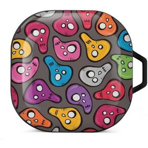 Grappig gekleurde schedels oordopjes hoesje compatibel met Samsung hard shell beschermhoes zwart-stijl