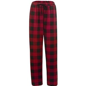 Nieuwe heren casual katoenen pyjama lange broek zachte comfortabele losse elastische tailleband plaid slaapkleding lounge broek-Red,L