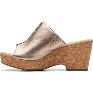 Clarks Giselle Orchid Slide sandaal voor dames, Tinnen Metallic Leer, 43 EU