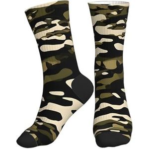 PPHGUT Camouflage Patroon Print Volwassenen Mid Tube Sokken Ademend Sport Running Gym Training Jogging Activiteiten, 2 Zwart-2, One size