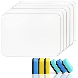 6 stuks Dry Erase Whiteboards A4, 22x30 cm Dubbelzijdige Mini White Boards 9''x12'' Kleine Laptop met 6 Dry Erasers voor Kinderen, Studenten, Leraren, Klaslokaal, Thuis, Kantoor CP0506