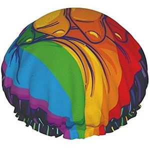 Douchekap rookwolk ontwerp vuist regenboog waterdicht dubbellaags elastische badmuts thuisgebruik nachtcap
