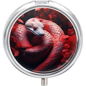 Opgerolde en gekrulde pillendoos, ronde pillendoos met 3 vakken, met spiegel, metalen pillenorganizer, reispillendoos, mini-medicijnopbergdoos voor zakportemonnee