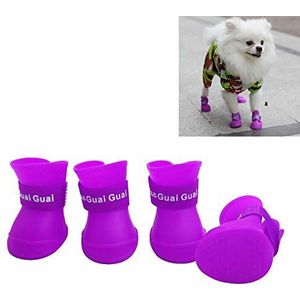 Huisdier kleding Mooie huisdier hond schoenen puppy snoep kleur rubberen laarzen waterdichte regenschoenen, S, maat: 4,3 x 3,3 cm (zwart) trainingsspeelgoed (kleur: paars)