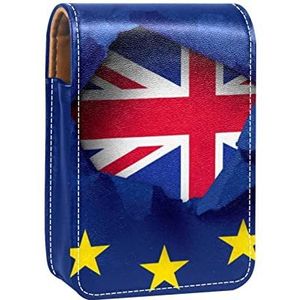 Gepersonaliseerde Lipstick Case Draagbare Make-up Tas Cosmetische Pouch Lippenstift Houder Make-up Organizer Brexit Engeland, Meerkleurig, 9.5x2x7 cm/3.7x0.8x2.7 in