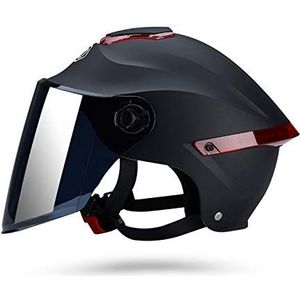 Galatea motorhelm voor volwassenen met zonneklep, geschikt voor elektrische motorfietsen, scooters en cruisers, heeft de botsproef om aan de verkeersveiligheid te voldoen doorstaan (matzwart, bruine lens)