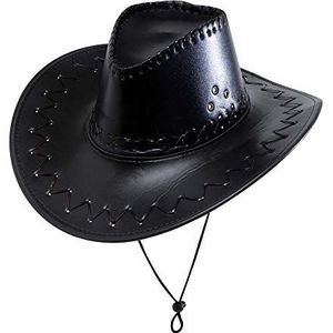 Widmann 2899N - Zwarte cowboyhoed van kunstleer met Texaanse versieringen