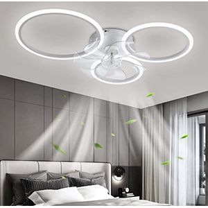 NIORSUN 50,8 cm led-ventilator met lampen en afstandsbediening app, dimbaar, laag profiel, plafondventilator voor inbouw, traploze kleurtemperatuurverandering en 6 snelheden
