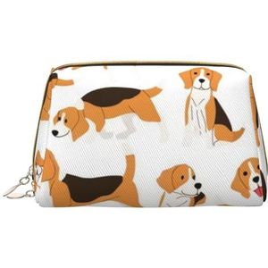 CRJSYCBYB Zwarte Kraai Vogels gedrukt Draagbare Reizen Kosmetische Zak Toilettas Clutch Bag, Beagle Hond, Eén maat