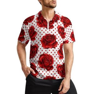 Red Roses Heren Golf Polo Shirts Klassieke Fit Korte Mouw T-Shirt Gedrukt Casual Sportkleding Top S