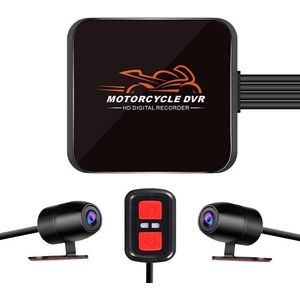 VSYSTO Motorcycle Dashcam 130° groothoek lens, 1080P dubbele voor- en achtercamera's, geen scherm, WiFi, nachtzicht, G-sensor, lus opname