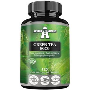 Groene Thee Extract 500mg, Bevat 50% EGCG en 98% Polyfenolen, 120 Veganistische Capsules, 4 Maanden Bevoorrading, Camellia sinensis Thee Extract, Antioxidant Ondersteuning - door Apollo's Hegemony