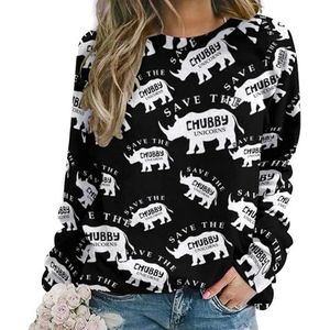 Save The Chubby Unicorns Nieuwigheid Sweatshirt Voor Vrouwen Ronde hals Top Lange Mouw Trui Casual Grappig