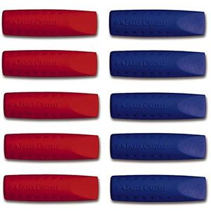 Faber-Castell Grip 2001 Gum Rubber Potlood Cap in kleuren - Pack van 10 (5 Rood & 5 Blauw)