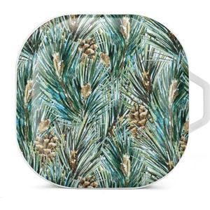 Aquarel kerstboom patroon oordopjes hoesje compatibel met Samsung hard shell beschermhoes witte stijl