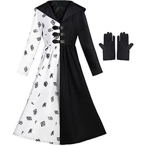 DKaony Cruella Deville-kostuum voor dames, 101 Dalmatiërs, hond, set voor dames, wereldboekendag, kostuum, verjaardagsfeest, Halloween, kerstkostuum, cosplay-kostuum, Coira kleding volledige set, XL