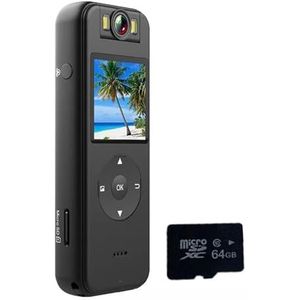 Draagbare DV-camera 4K High-Definition Camera, Sportcamera, Hotspot Helmcamera, Outdoor Mini DV Motorrijden Wetshandhaving Recorder(Camera 64G card)