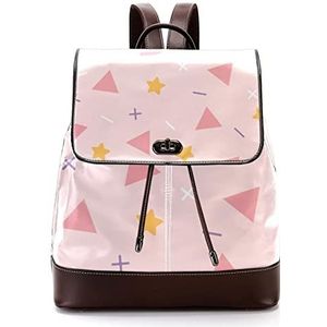 Geometrische Driehoek Ster Roze Gele Gepersonaliseerde Schooltassen Bookbags voor Tiener, Meerkleurig, 27x12.3x32cm, Rugzak Rugzakken