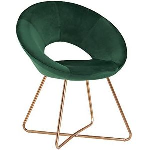 Duhome eetkamerstoel beklede stoel leunstoel fauteuil woonkamerstoel vooraanstaande design 439D, kleur:donkergroen-1, materiaal:fluweel