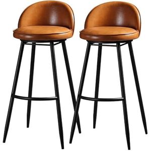 Bar Set van 2 barkrukken, PU lederen zitbarstoelen for Kkitchen Counter, 360° draaibare metalen hoge barkrukken, ergonomische zitting Krukken (Size : 65CM)