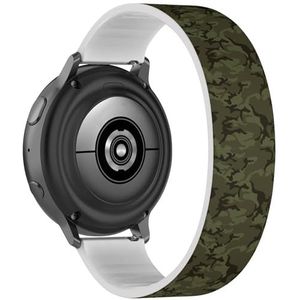 RYANUKA Solo Loop armband compatibel met Samsung Galaxy Watch 6 / Classic, Galaxy Watch 5 / PRO, Galaxy Watch 4 Classic (legergroene camouflage), rekbare siliconen band, accessoire, Siliconen, Geen