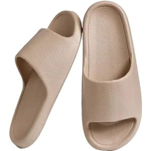 UBOHUZ Vrouwen Slippers Zomer Platte Lichtgewicht Thuis Badkamer Slippers Comfort Koppels Indoor Slides Douche Schoenen Voor Badkamer, Zwembad, Kaki, 44/45 EU