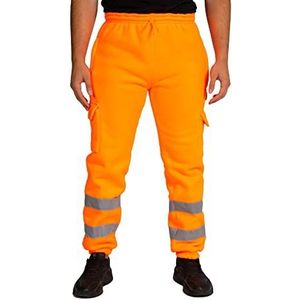 LABEL APPAREL Heren Hi Vis Viz joggingbroek joggingbroek werkkleding broek, ORANJE, XL