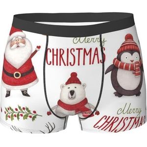 ZJYAGZX Boxerslip voor heren, met kerstmanprint, comfortabele ondergoedbroek, ademend, vochtafvoerend, Zwart, S