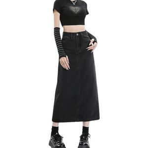 Dames - A-lijnrok - Zwart - Hoge Taille - Denim - Met Zakken