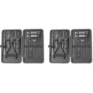2 Set Manicure Nagelknipper Set Nagelvijl Scherpe Oor Lepel Vingernagel Teennagel 18 Stuks, 18 Stuks
