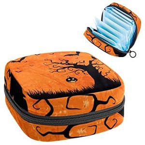 Periode Pouch, Draagbare Tampon Opbergtas voor Maandverband, Halloween, Meerkleurig, 4.7x6.6x6.6 in/12x17x17 cm