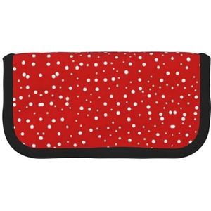 gopoo Rood en wit Polka Dots Leuke Canvas Pencil Pouch - Georganiseerde Opslag voor Reizen & Dagelijks Gebruik Etui, Make-up Pouch