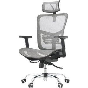 AviiSo Bureaustoel ergonomische mesh bureaustoel met hoofdsteun, verstelbare armleuningen, hoge rug draaibare bureaustoel voor thuiskantoor (kleur: grijs 1)