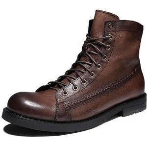 FaLkiN Herfst en winter werkkleding leren laarzen heren leren schoenen veelzijdige korte laarzen, Bruin, 40.5 EU