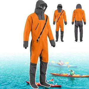 S-3xl Kajak Droogpak, 3-Laags Waterdicht Droogpak Voor Heren, Lichtgewicht Zeil- En Kajakuitrusting Voor Watersporten, Roeiboot, Zeilen, Kajakken En Paddleboarden,Orange-S