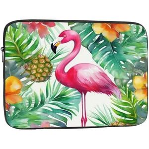 Tropische Aquarel Ananas Flamingo Print Laptop Sleeve Draagbare Laptop Case Mode Laptop Tas Duurzame Aktetas voor Mannen Vrouwen Tas 17 inch