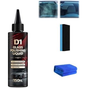 D1 Glass Polishing Liquid, Auto Glass Scratch Care Polishing Fluid, Car Glass Polish & Oil Film Remover, Compound Windshield Cleaner, Remove Swirls, Scratches, Wiper Marks (1)