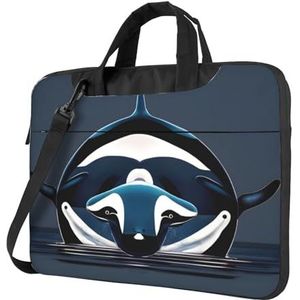 Lama in een sjaal ultradunne laptoptas, laptoptassen voor bedrijven, geniet van een probleemloze en stijlvolle reis, Orca Killer Walvis, 15.6 inch