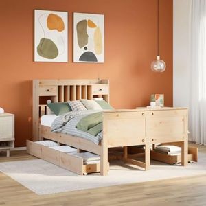 XGWKCNV Bedden & Accessoires, Bedden & Bedframes, Boekenkast Bed zonder Matras 120x190 cm Klein Dubbel Massief Hout Grenen