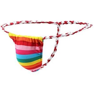 Newsywell Heren T-back katoenen strings Sumo G String Low Rise Bikini Slips Ondergoed, Regenboog, M