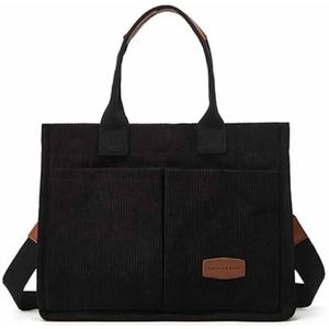 Corduroy Tote Bag with Multi Pockets Women Large Capacity Shoulder Crossbody Tote Bag (C)