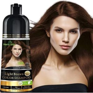 Herbishh Hair Color Shampoo for Gray Hair–Natural Hair Dye Shampoo–Colors Hair in Minutes–Long lasting colour–500 ML–3-In-1 Hair Color–Ammonia-Free (Light Brown)