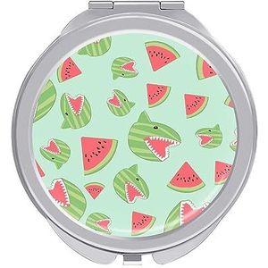 Shark Watermeloen Compact Kleine Reizen Make-up Spiegel Draagbare Dubbelzijdige Pocket Spiegels voor Handtas Purse