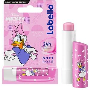 LABELLO Soft Rosé Daisy Duck Limited Edition Disney (1 x 5,5 ml), hydraterende parelmoer-lippenstick voor kinderen, verzorgende lippenbalsem met langdurige vochtigheid