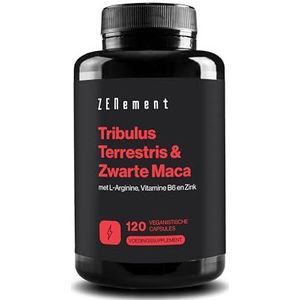 Tribulus Terrestris en Zwarte Maca met L-Arginine, Zink en Vitamine B6 – Formule voor Mannelijke Vitaliteit – 120 Vegan Capsules – Zenement