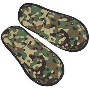 CZZYH Pantoffels voor heren en dames van pluche stoffen, klassieke groene camouflage-pantoffels | zacht, licht, warm, Zoals getoond, Medium